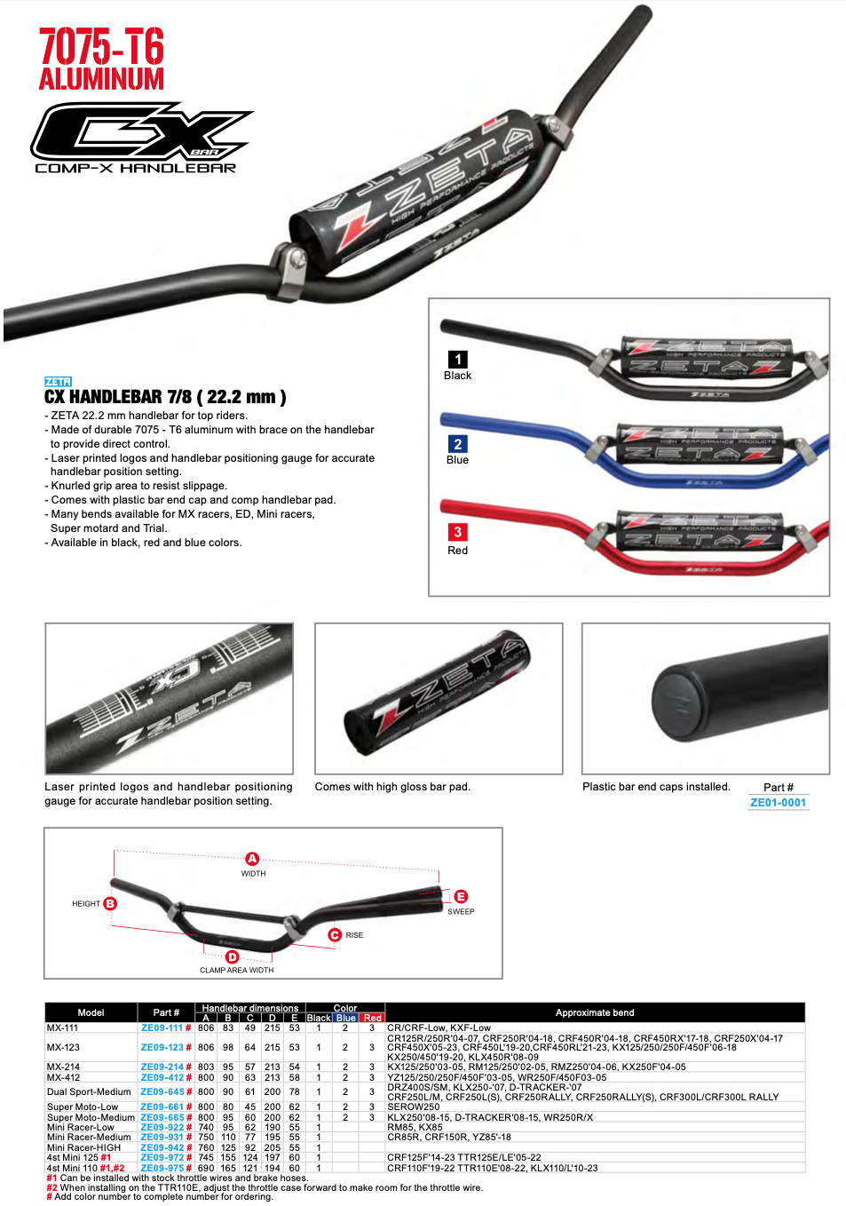 Руль Zeta CX 7/8 in (22.2mm) - zeta-racing.com.ua